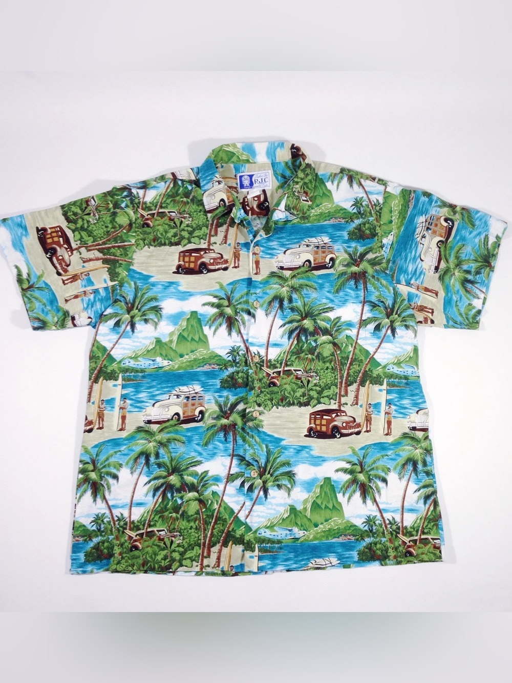 Haband vintage 90’s Hawaiian tropical zippered short sleeved top Medium